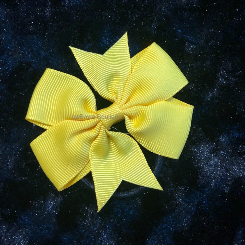 SET of Sunflower Yellow 3" Pinwheel Bow Ponytail  HAND CRAFTED  PO4099 NWT Bouti